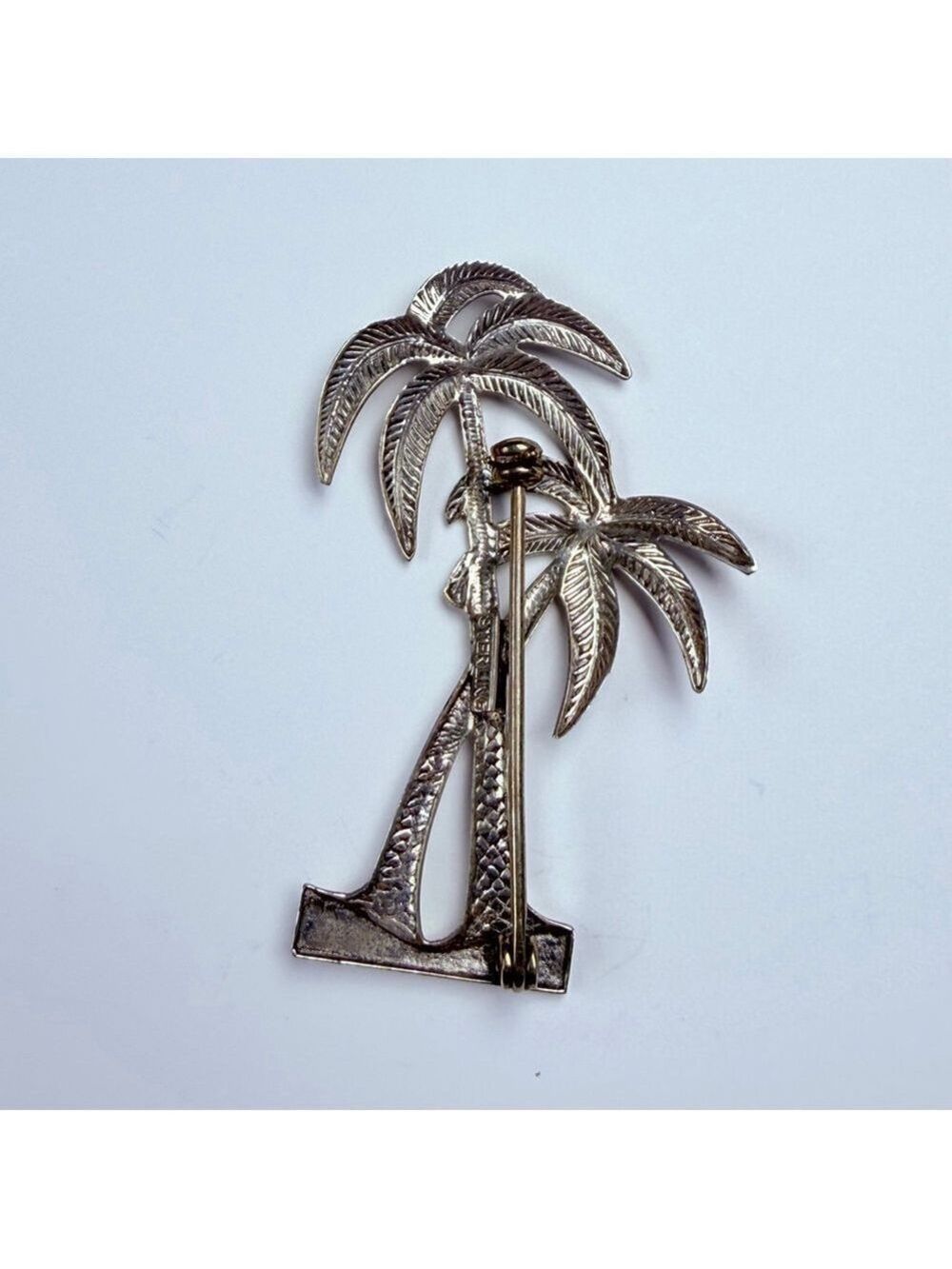 Tropical Palm Tree Figural 925 Sterling Silver Vintage Pin Brooch Mid Century - Picture 4 of 7